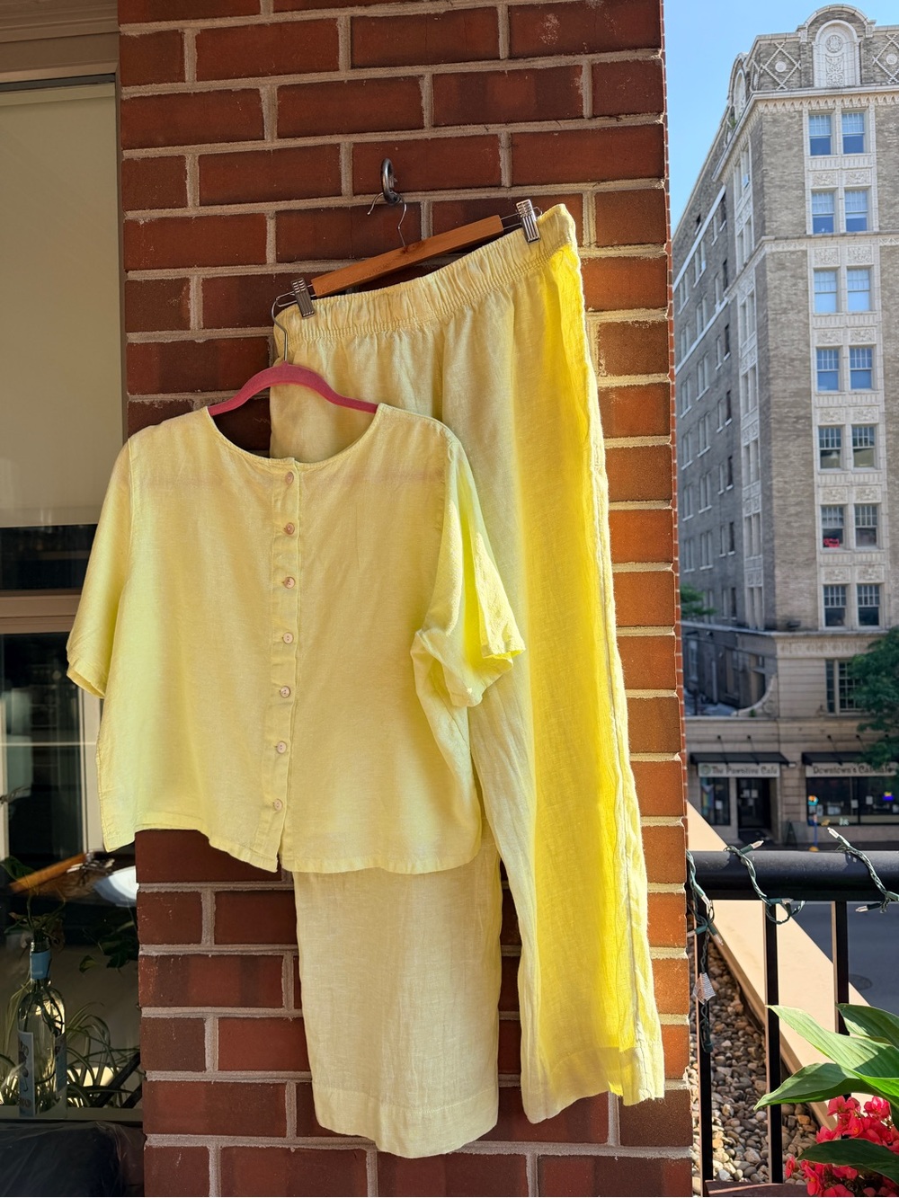 Lime Yellow Mix & Match Linen Set Large EUC - Picture 6 of 14